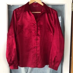 Vintage Red Silky Blouse